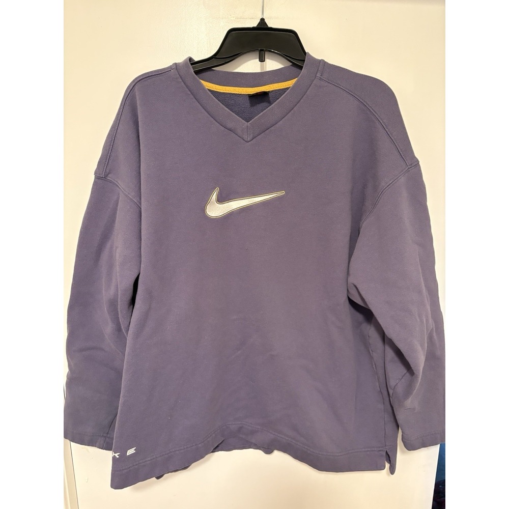 Vintage Nike Center Logo Swoosh Sweatshirt Black XL Y2K Streetwear 90s